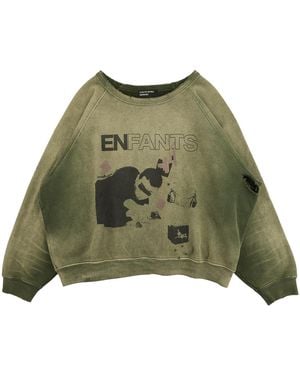Enfants Riches Deprimes My Death My Life Logo Raglan Crewneck Sweatshirt "Gardener" 020 497 Gard" - Green