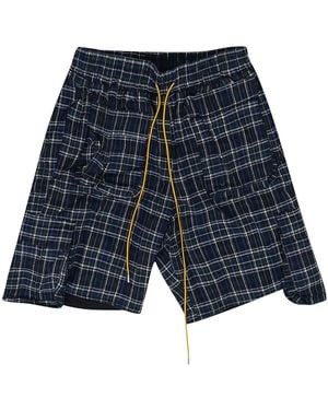 Rhude Plaid Shorts Rhd Mbtm 0247" - Blue