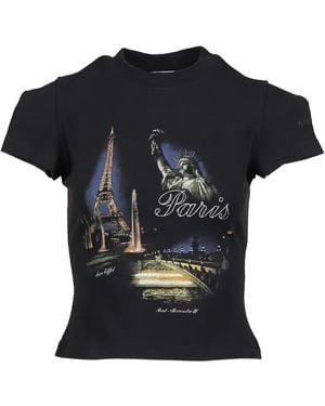 Vetements Paris Tourist Front Sleeve Baby T-Shirt We76Tr554B" - Black