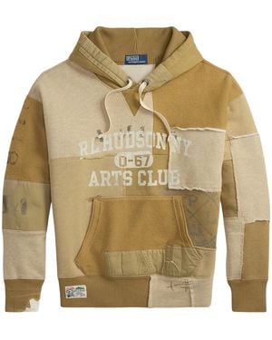 Polo Ralph Lauren Long-Sleeve Vintage Patchwork Arts Club Hoodie "Montana Khaki Multi" 710P04970001" - Multicolour