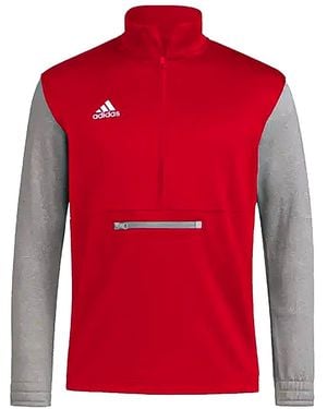 adidas Team Issue Quarter-Zip Jacket "Team Power Medium Heather Hi3070" - Red
