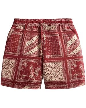 Kith Silk Twill Lewis Shorts "Bitters" Khm060592 697" - Red