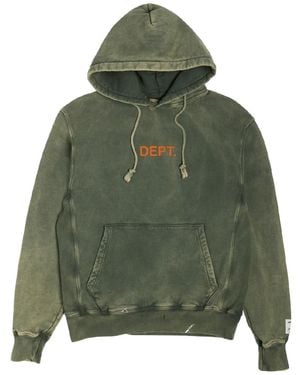 GALLERY DEPT. Paint Splatter Centre Logo Hooded Sweatshirt Gd178" - Green