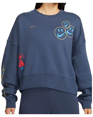 Nike Sportswear Smiley Fleece Sweatshirt Dq3543 437" - Blue