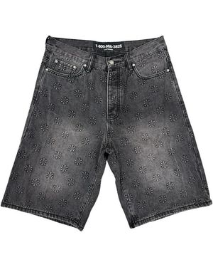 LOSTSHDWS Embossed Jean Shorts 10049739" - Black
