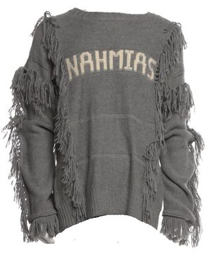 NAHMIAS Crewneck Poncho Fringe Jumper Aw23 Kw5 T16G1 020" - Black