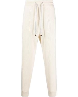 Brunello Cucinelli Ribbed Knit Drawstring Trousers "Cream" Brun527" - Black