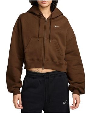 Nike Studio Fleece Oversized Cropped Hoodie "Cacao Wow Sail" Im8499 259" - Black