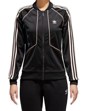adidas Embroidered Striped Track Jacket - Black