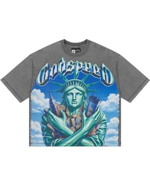 GODSPEED NEW YORK Empire Guardian T-Shirt Wash" Gs737" - Blue