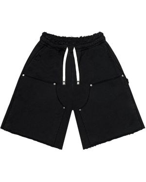 GODSPEED NEW YORK Distressed Carpenter Flat Shorts Gs169" - Black