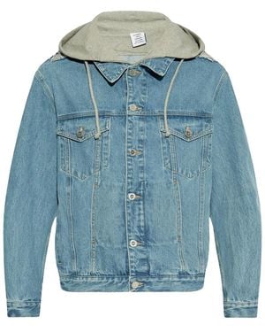 Vetements Deconstructed Hooded Denim Jacket Mid Ua66Ja510N" - Blue