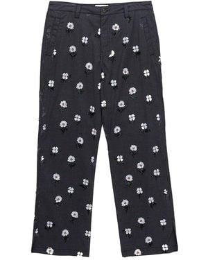 Honor The Gift Floral Beaded Trousers Htg260115 Blac" - Black