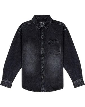 Purple Brand Oversized Western Shirt P043 Owsg224" - Black