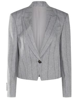 Brunello Cucinelli Wool Single Button Jacket "Light" Brun2795" - Black