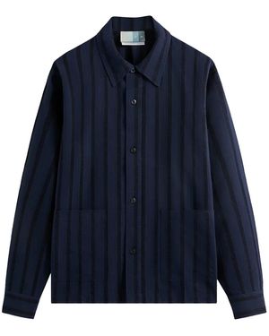 Kith Long-Sleeve Poplin Boxy Collared Overshirt "Nocturnal" Khm010306 413" - Blue