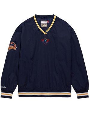 Mitchell & Ness Classic Nylon Pullover Vintage Logo "Nba Warriors" Ojpo7025 Gswyypppnavy" - Blue