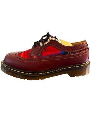 Dr. Martens Tartan Lace-Up Shoes "Comme Des Garcons Cherry Royal Stewart" 24357600" - Red