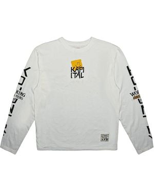Kapital Pekish Logo Long Sleeve T-Shirt Kap028" - Black