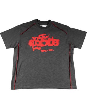 Sp5der Contrast Stitch Slub Tee "Slate" 436" - Black