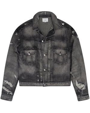 Rhude Ripped Denim Jacket Rhdmotw0066 Gry" - Black