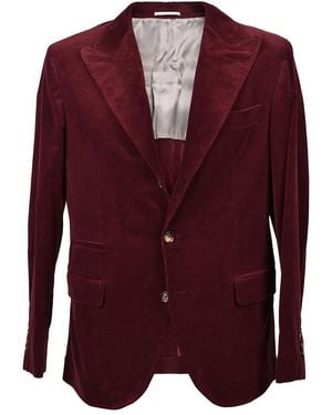 Brunello Cucinelli Cashmere Blend Corduroy Blazer "Burgundy" Brun589" - Red