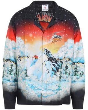 CASABLANCA Cuban Collar Long-Sleeve Shirt "Ski Lake" Aw25 Sh 006 06 Ex Ski Ski" - Black