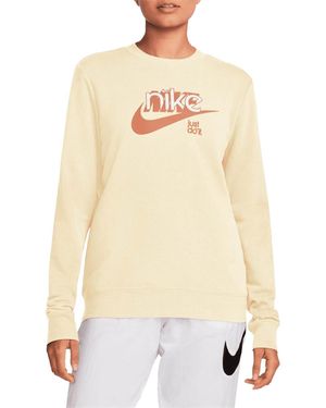 Nike Graphic French Terry Crewneck Sweatshirt "Coconut Milk/Amber/ Fn3628 113" - Black