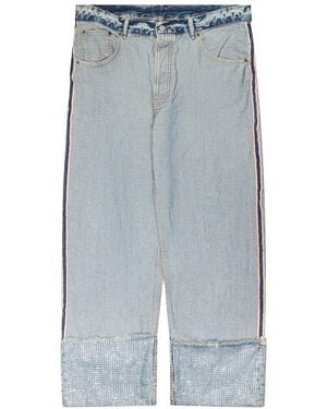 Acne Studios Turn Up Rhinestone Trousers Ak1003Auz" - Black