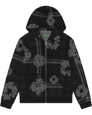 DENIM TEARS Plaid Cotton Wreath Zip Hoodie Dt390" - Black