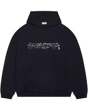 Balenciaga Slime Logo Hooded Sweatshirt 675003 Tlvf2 1069" - Blue