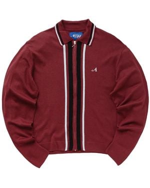 AWAKE NY Full-Zip Cardigan Jumper "Merlot Burgundy" Awk Fw23 Kn004 Mer" - Red