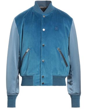 Amiri Velvet Satin Bomber Jacket Mos017 420" - Blue
