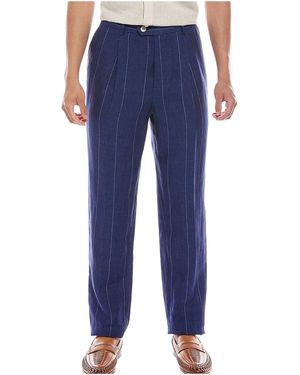 Brunello Cucinelli Pinstripe 100% Linen Trousers Brun1033" - Black