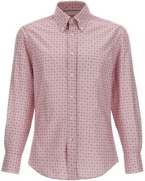 Brunello Cucinelli Patterned Button-Up Shirt "Rose" Brun1110" - Pink