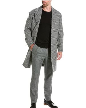 Brunello Cucinelli Wool Chequered Coat Brun2301" - Black
