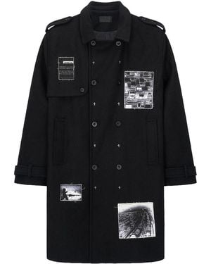 RTA Julian Wool Trench Coat Vintage Patch" Mdgdk1101 W2252Bkvtp" - Black