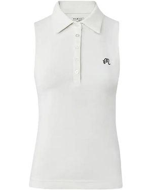 Malbon Golf Claudia Polo Top Mw 0015 Wht Wht" - Black
