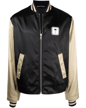 Palm Angels Pxp Satin Varsity Jacket Pmea118F21Fab0011001" - Black