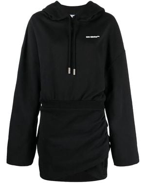 Off-White c/o Virgil Abloh For All Hooded Sweatdress Owdb423C99Jer0011001" - Black