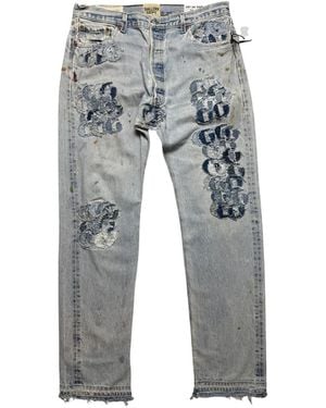 GALLERY DEPT. Super G Patch Paint Splatter Denim Jeans "Light Wash" Gd203" - Black