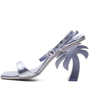 Palm Angels Mule Heels "Metallic" Pwih004F22Lea0023700" - Black