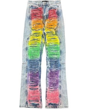 Who Decides War Roygbiv Distressed Signature Jeans Wdwbmbrdsji" - Black