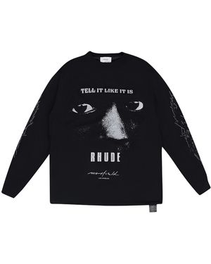 Rhude Graphic Print Long-Sleeve T-Shirt Rhd Mtps 0168 Blac" - Black