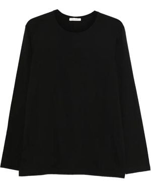 The Row Leon Long-Sleeve T-Shirt 189 K291 Blk" - Black