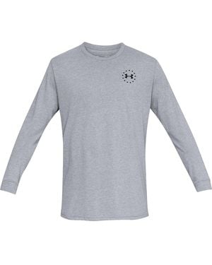 Under Armour Freedom Flag Long Sleeve T-Shirt "Steel Light Heather 1333369 035" - Black