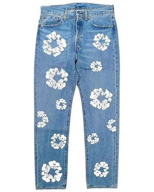 DENIM TEARS Levi's 501 Cotton Wreath Logo Jeans "Light Wash Dt303" - Blue