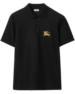 Burberry Metallic Equestrian Knight Polo Shirt 8119008" - Black