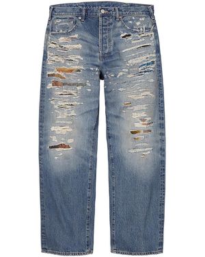 Supreme Mm6 Maison Margiela Distressed Loose Fit Selvedge Jean "Ss26 - Blue