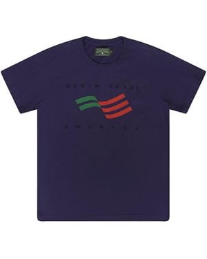 DENIM TEARS Ellis Tears T-Shirt Dt756" - Blue